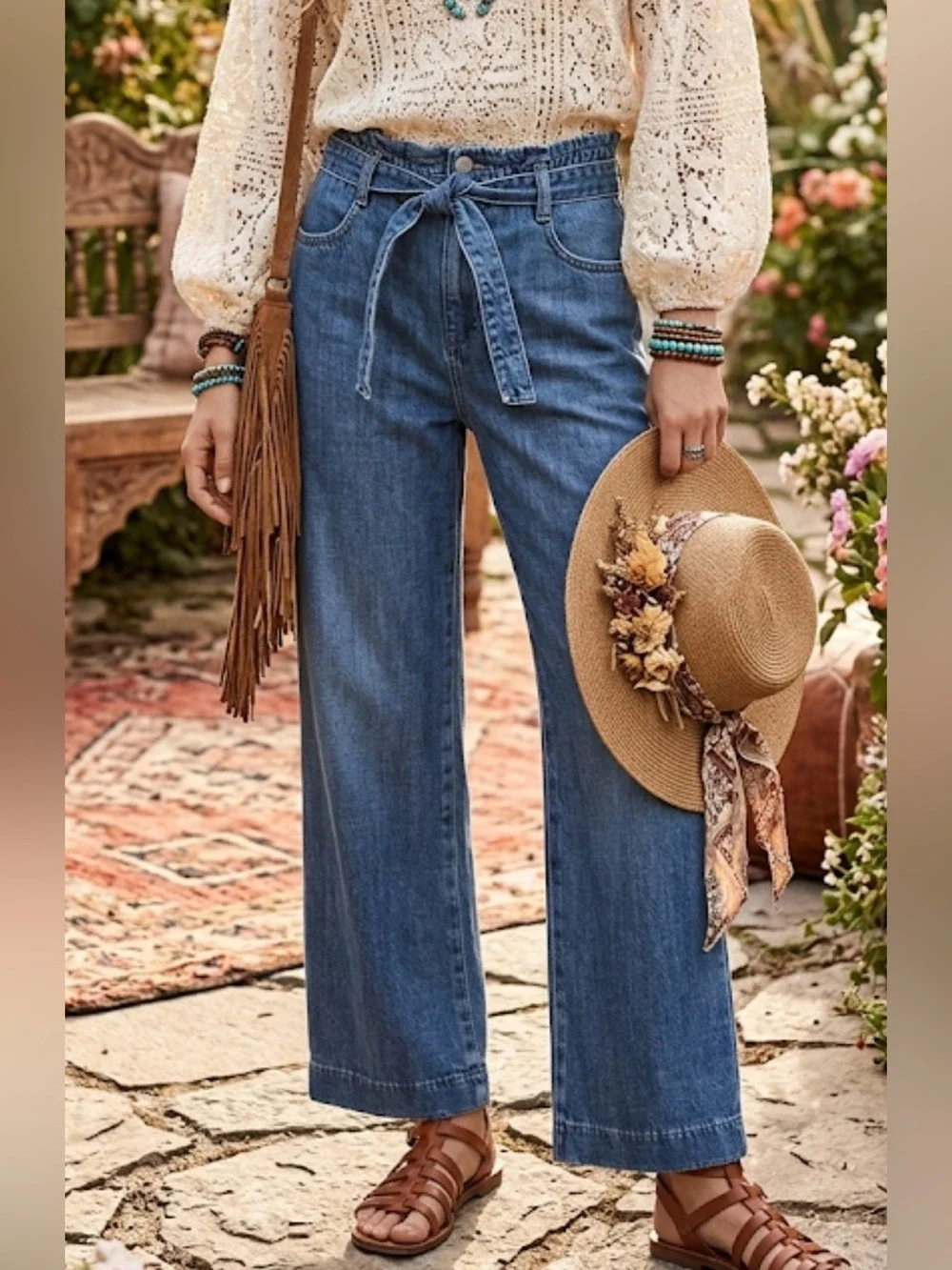 J.Crew High-Rise Paperbag Waist Wide-Leg Jeans Blue Size 30